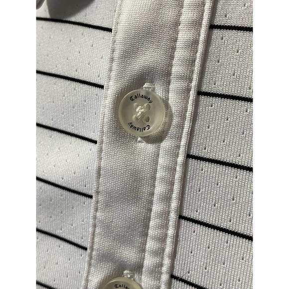 Callaway Opti-Dri Mens S Shirt Short Sleeve White Striped Athletic Polo Golf - Picture 6 of 9